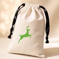 Pochette à cordon en toile de coton naturel sur mesure, impression de logo personnalisée, taille personnalisée, emballage cadeau de Noël