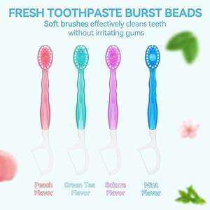 Cepillos de Dientes Desechables Ecológicos Electrónicos 5 en 1 con Pasta Dental + Limpiador Lingual + Palillos + Hilo Dental, Estuche de Viaje, 12 Unidades (Surtido) - Product Image 2