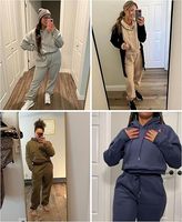 Ensemble de sport imprimé uni à capuche pour l'hiver et l'automne, avec sweat-shirt court à épaules tombantes et pantalon large à taille élastique