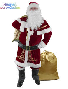 HESPER Man Santa Claus Suit Adult Christmas Cosplay Costume Red Velvet Fancy Set Plus Size Xmas Party Family Costume Outfits - Product Image 1