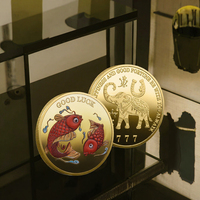 Pièce commémorative plaquée or Koi Éléphant, double face, en métal, design personnalisé, cadeau souvenir