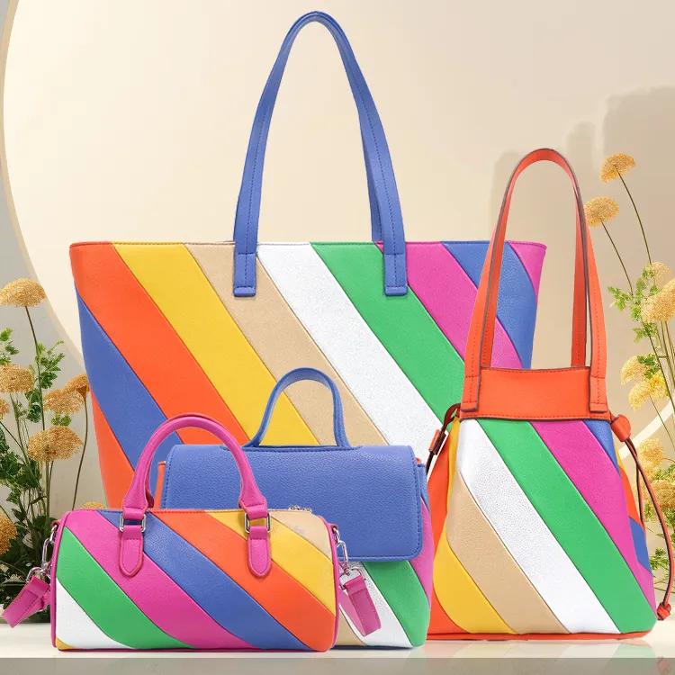 Bolsa de ombro de grife arco-íris diagonal listrada, bolsa crossbody colorida, ideal para uso em bolsas de mão