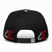 Casquette de baseball patchwork personnalisée noire avec motif, casquette snapback brodée avec appliques et détails en strass, style streetwear, fournisseur en gros