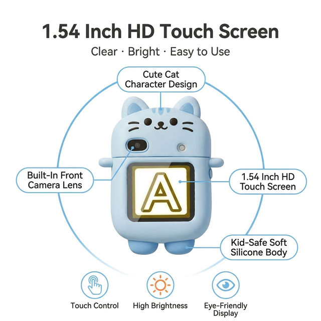 3 in 1 Kids Camera Watch Rotatable Lens Touch Screen Cartoon Sports Toddler Digital Camera Wearable Smartwatch Children Gift