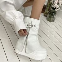 Bottines à plateforme pour femmes, fermeture éclair avant, boucle décorative, semelle épaisse et robuste, bottines courtes tendance pour femmes