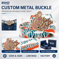 Hebilla de Cinturón Personalizada con Pedrería, Diseño de Letras Grandes en Aleación de Zinc, Cinturón de Moda Estampado para Marcas de Streetwear, Logotipo Personalizado OEM ODM