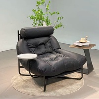 Canapé-lit une place au design moderne et luxueux avec rembourrage en éponge confortable, hauteur réglable, cuir véritable