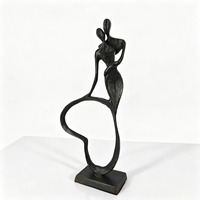 Sculpture abstraite en fonte de couple amoureux, figurine avec base en forme de cœur, statue de table, décoration d'intérieur, cadeau de mariage