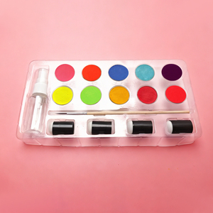 Mei Shang 2026 – Kit de peinture <span class=keywords><strong>aquarelle</strong></span> DIY pour enfants, coffret transparent 10 couleurs avec pinceaux, flacon pulvérisateur et éponges à doigts - Product Image 2
