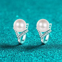 S925 baru anting perak murni Moissanite berlian air tawar mutiara wanita anting-anting pabrik disesuaikan perhiasan grosir