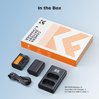 K&F Concept 2 Paket Baterai Isi Ulang NP-FZ100 2600mAh dan Set Pengisi Daya untuk Sony ZV-E1, ZV-E10ii, Alpha 9 II, A9S, FX3, FX30