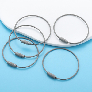 سلسلة مفاتيح من أسلاك الفولاذ المقاوم للصدأ حلقة مفتاح حلقة حلقة حبل دائرة حلقة في المخيم في الهواء الطلق علامة الأمتعة قفل المسمار أداة V167 - Product Image 4