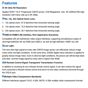 Movmagic H45 视频会议云台摄像机 20 倍光学变焦 4K 超高清，适用于 1/2.8 英寸 CMOS 传感器，支持 <span class=keywords><strong>TCP</strong></span>/<span class=keywords><strong>IP</strong></span>/HTTP/RTSP - Product Image 4
