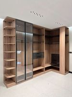 Armoire moderne en verre sur mesure de luxe avec éclairage LED et tiroirs de rangement pour projets résidentiels haut de gamme