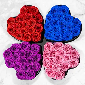 2024 le plus populaire véritable amour pour toujours fleur grandes roses conservées cadeaux en forme de coeur rose éternelle boîte pour les mères saint valentin