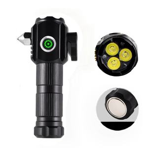 Lampe torche tactique multifonctionnelle à 3 LED avec marteau de sécurité et <span class=keywords><strong>coupe</strong></span>-ceinture de sécurité rechargeable pour les situations d'urgence en voiture - Product Image 1