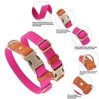 Collier pour chien en chanvre naturel classique élégant réglable, durable, à libération rapide, respirant, avec patch en cuir souple, pour petits et grands chiens