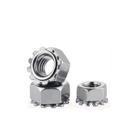 Écrou hexagonal denté de type K M4 de haute qualité avec rondelle à dents externes, grade 4.10, en alliage zingué noir, écrou de blocage K