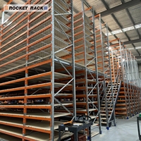 Estanterías Industriales Resistentes para Entrepisos, Estanterías de Acero de 4 Niveles, Capacidad de Carga de 500 kg/m², ROCKET RACK