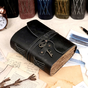 Handmade Hardcover Leather Journal <b>Lock</b> Rustic Vintage Design Acid-Free Chemical-Free Long-Term Use Travel Notebook Gift - Product Image 1
