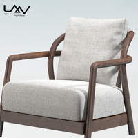 Fauteuil de salon individuel de style nordique avec cadre en bois massif et coussin moelleux pour salon, hôtel, fauteuil en bois