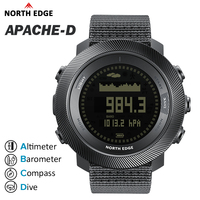NORTH EDGE Apache-d Outdoor Montres de sport pour hommes Montre de plongée numérique gratuite Baromètre d'altitude Boussole Heure mondiale 10ATM Étanche