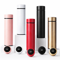 Bouteilles d'eau isothermes en acier inoxydable à double paroi de 500 ml pour l'extérieur, vierges pour sublimation, avec affichage de température, type thermos/gobelet