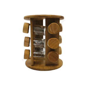 Estante Giratorio para Especias de Cocina y Restaurante T252, con Base Giratoria, Tapa de Madera, Botellas, 3 Niveles, Circular - Product Image 1