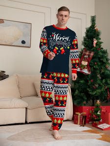 RUIQUWIN, conjunto de pijama navideño cómodo y suave de primera calidad para mujer, ropa de casa acogedora para vacaciones, ropa de dormir con estampado de letras familiares, otoño - Product Image 2