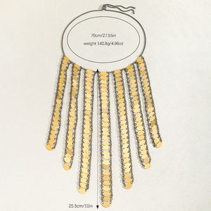 قلادة عنق أنيقة بتصميم هندسي مع ترتر متعدد الطبقات مع سلسلة قلادة بتصميم شخصية بسيطة وعتيقة - Product Image 6