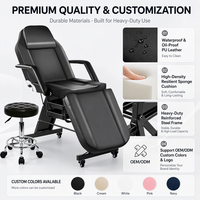 Fauteuil de massage et de beauté luxueux noir et blanc à jambes réglables, pliable, pour tatouage, coiffure, thérapie faciale et extensions de cils, économique
