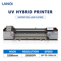 Impresora UV de Inyección de Tinta Semiautomática Híbrida LANQI de 3.2M, de Rollo a Plano, con Cabezales de Impresión Ricoh/Konica para Impresión Digital y de Huevos, Nueva