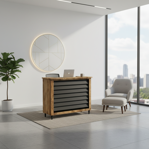Modern Luxury <b>Wood</b> Adjustable Reception <b>Desk</b> Panel Design Commercial Office Salon Hotel Supermarket Gym Mall Bar Dining Workshop - Product Image 3
