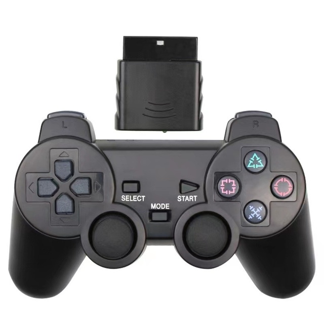 Factory Wholesale 2.4G Wireless Game Controller for PS2 Double Vibration Transparent Snowflake Joystick
