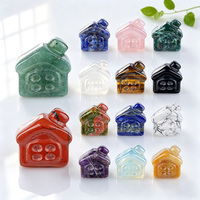 Ornement de maison miniature en pierres de guérison sculptées à la main, cristal mélangé, pour décoration de bureau, collection, cadeau