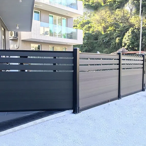 Hiện đại WPC Gỗ nhựa composite an ninh hàng rào Bảng điều chỉnh nhôm trang trí cho an toàn hàng rào hồ bơi Thùng 3D mô hình - Product Image 6