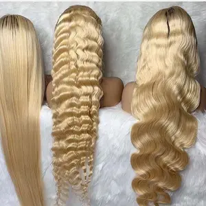 Bán Buôn Trong Suốt Blonde Human Hair Lace Wig,36 Inch Dài Duy Nhất Vô Hình Knot Lace Wig,Blonde Human Hair Lace Front Wig