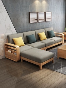 Sofá Nórdico de Madera Maciza para el Hogar; Sofá Combinado Moderno y Minimalista para <span class=keywords><strong>Apartamentos</strong></span> Pequeños <span class=keywords><strong>en</strong></span> <span class=keywords><strong>Alquiler</strong></span>; Sofá Esquinero - Product Image 3