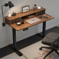 Bureau de jeu ergonomique moderne réglable en hauteur, bureau d'ordinateur durable avec étagère intégrée pour la maison ou le bureau