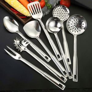Factory Stainless Steel Set <b>Large</b> Metal Basting Spoon Kitchen Cooking Soup Ladle Small Spatula Accessories High Colander Serving - Product Image 2