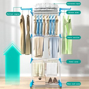 Oferta Especial Nuevo Modelo de Moda Tendedero de Ropa Metálico Plegable de <span class=keywords><strong>3</strong></span> Niveles para Toallas y Organizador Multifuncional de Ropa para Interiores - Product Image 6