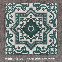 Carrelage de sol antidérapant en céramique 200x200 pour cuisine et salle de bain, motif petite fleur verte nordique, vente en gros d'usine, idéal pour balcon