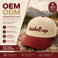 Casquette de baseball à visière incurvée avec logo personnalisé OEM, broderie 3D, en velours côtelé bicolore, non structurée, ajustable, avec lettres, pour sports de plein air