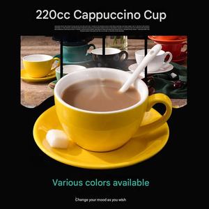 Juego de Taza <span class=keywords><strong>y</strong></span> Platillo de Cerámica Gruesa, Taza para Latte Art de 220 ml, Taza para Cappuccino, Taza para Espresso, Vajilla para Restaurante/Cafetería, Logotipo Personalizado - Product Image 3