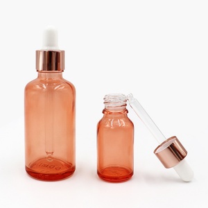 Flacon compte-gouttes en verre coloré rose dégradé personnalisé pour huile cosmétique, essence, sérum - Product Image 4