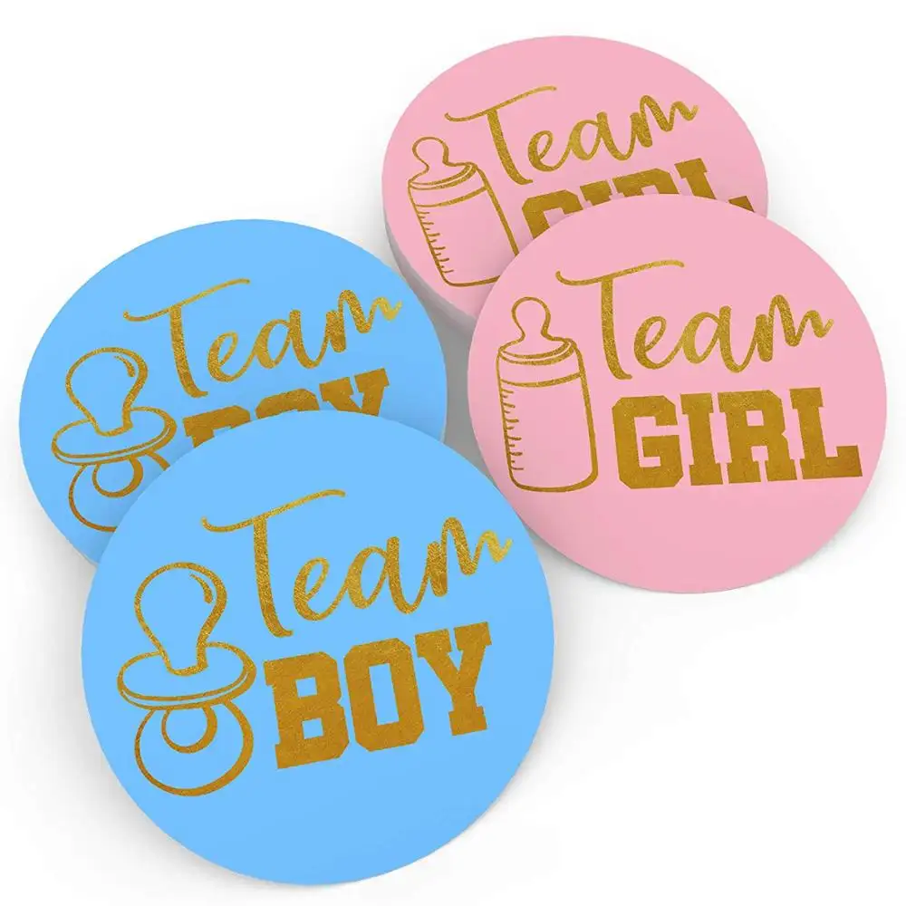 Amazon heiß verkaufen Gender Reveal Aufkleber Team Boy und Team Girl Baby Shower Aufkleber