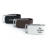 Clé USB personnalisée en cuir avec logo en relief avec porte-clés boîtier en PU marron noir blanc bleu clé USB 32 Go 64 Go 128 Go