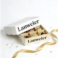 Scatola Regalo per Profumo di Lusso Personalizzata Lanweier, Riciclabile e Resistente, con Design a Conchiglia, Logo Stampato a Caldo, Manico e Fiocco in Nastro