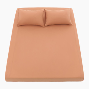 Drap plat 100% coton prélavé, couleur rouille, simple, doux, naturel, pour hôtel et maison, coton teint uni, 300 fils, respirant - Product Image 3