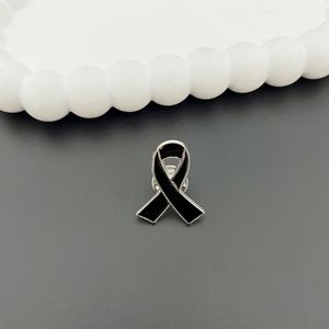 Custom Logo Awareness Breast Cancer Pink Black <b>Ribbon</b> Metal Badge Soft Lapel Pin - Product Image 1